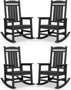 SERWALL HDPE Outdoor Rocking Chair Set of 4, Patio Rocking Chairs, All-Weather by SERWALL
