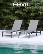 Aluminum Chaise Lounge Chair Outdoor, Foldable Patio Lounge Chair 2 Sets - Image 8