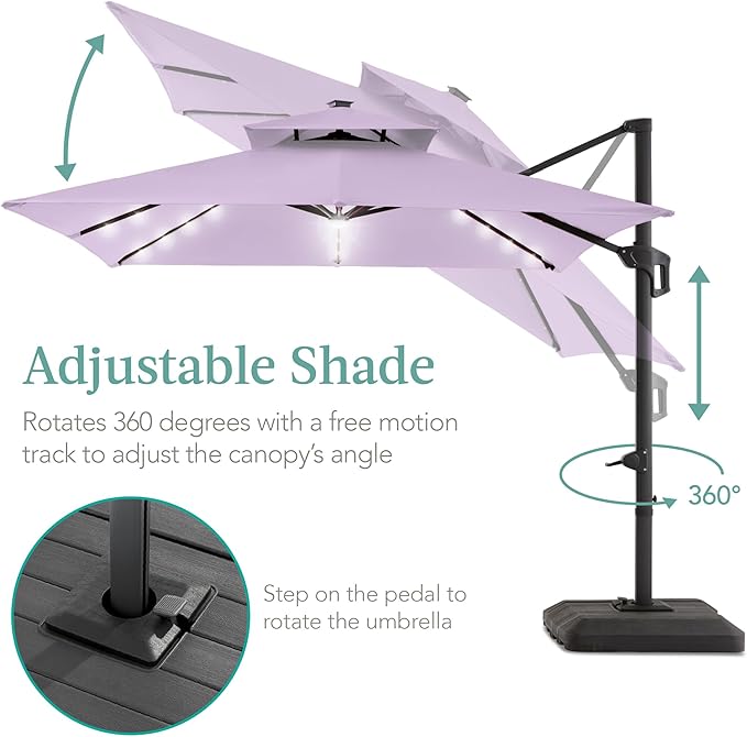 Best Choice Products 10x10ft Cantilever Patio Umbrella w/Base Included - Image 4