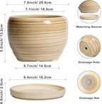 SQOWL Ceramic Planter- 8 Inch Plant Pot Indoor Outdoor, Round Planter - Image 3