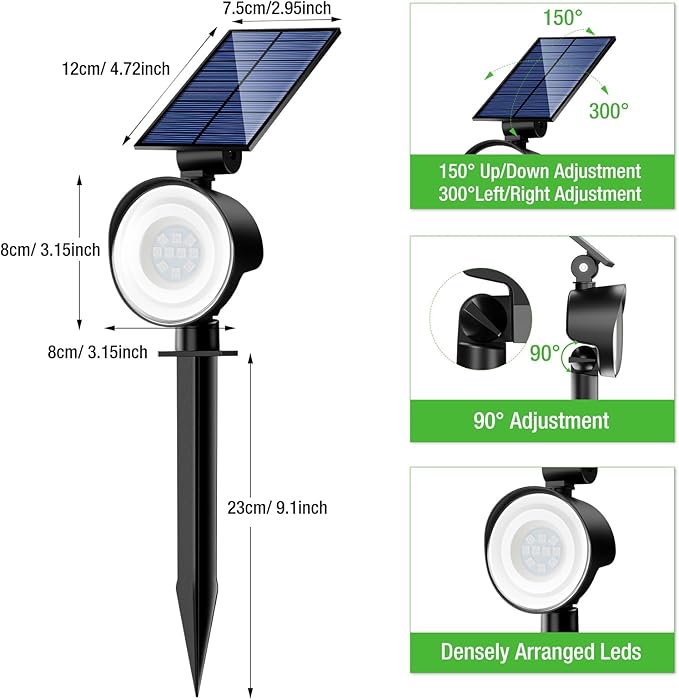 nipify 4 Pack Solar Spot Lights Outdoor Waterproof, Solar Spotlight Light - Image 6