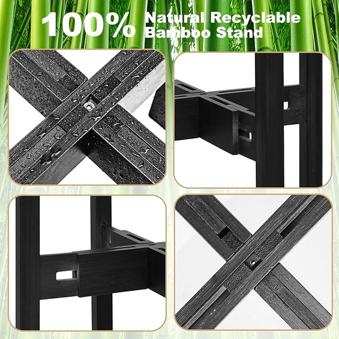 Adjustable Plant Stand Indoor, Bamboo Mid Century Modern Plants Stands - Image 4