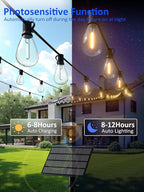 luckystyle 50FT Solar String Lights Outdoor Waterproof 2200K - Image 7