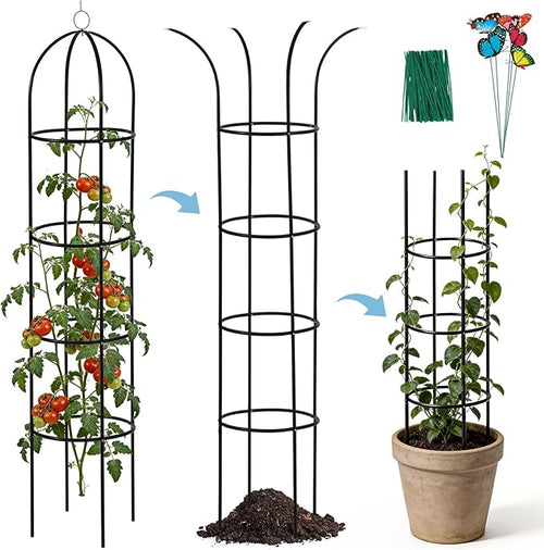 100% Metal Trellis for Climbing Plants Outdoor 6.6ft 1PK, Garden Obelisk by DEVISEFUN