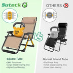 Suteck Oversized Zero Gravity Chair, 29In XL Outdoor Recliner Chair w/Removable - Image 6