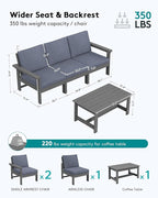 SERWALL HDPE Patio Sofa Set, 4-piece Sectional Outdoor Furniture Set, All - Image 2