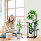 4 Tier Plant Stand Indoor, Thickened Metal Wood Corner Plant Shelf Stands - Image 6
