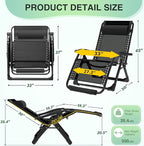 Suteck Oversized Zero Gravity Chair, 33In XXL Lounge Chair w/Removable - Image 3