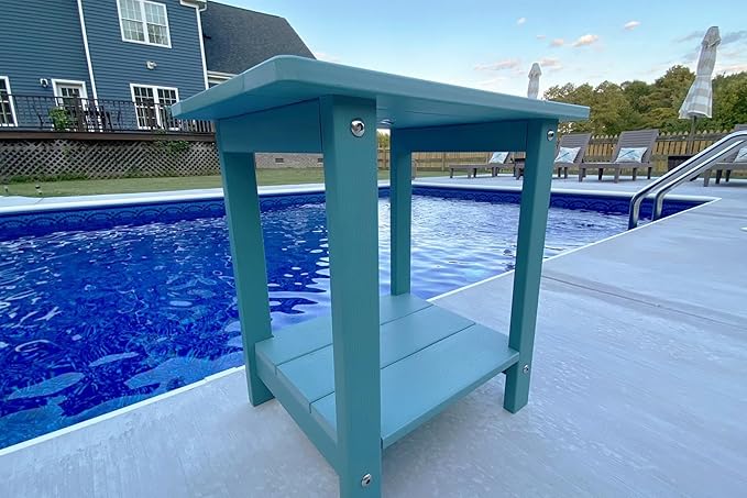 Double Adirondack Side Table Weather Resistant, Outdoor Rectangular End Table - Image 8