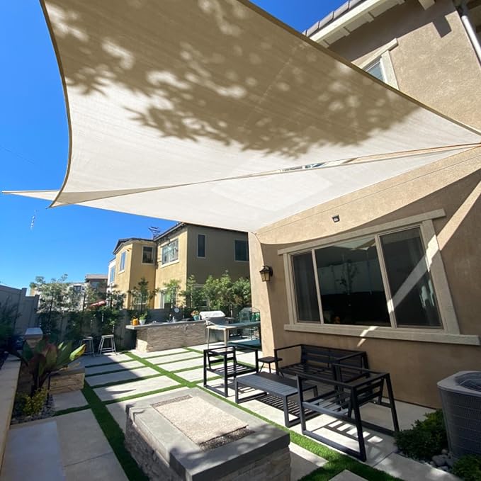 SUNLAX Sun Shade Sail SS-119 18' x 18' x 18' Butter Cream Triangle Canopy Sail by SUNLAX