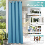 NICETOWN Outdoor Curtains for Patio Waterproof Set of 2, W52 x L84, Teal Blue - Image 6