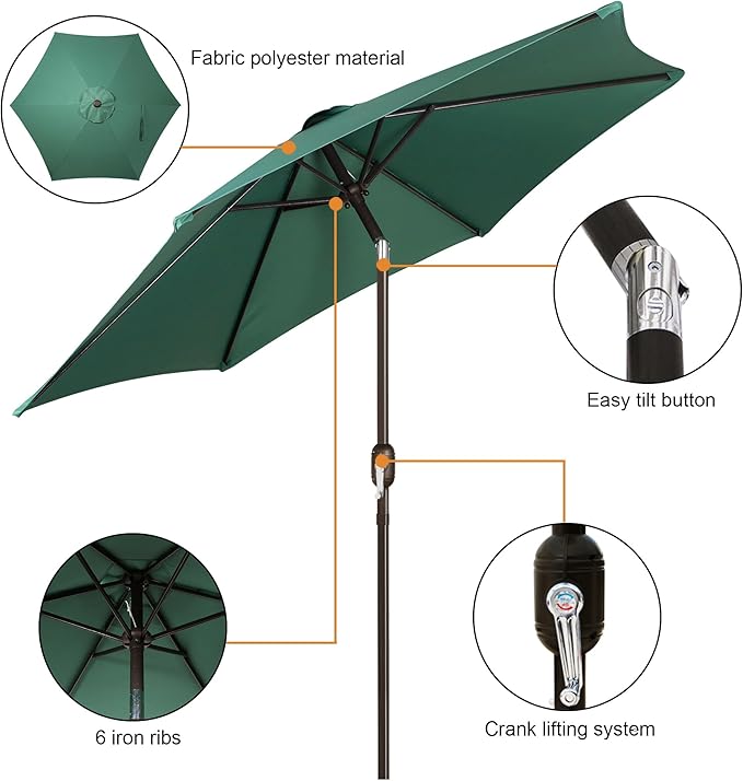 Blissun 7.5 ft Patio Umbrella, Yard Umbrella, Outdoor Market Umbrella - Image 2
