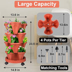 DUNCHATY Stackable Planters 4 Tier Vertical Garden Planting Tower Planters - Image 7
