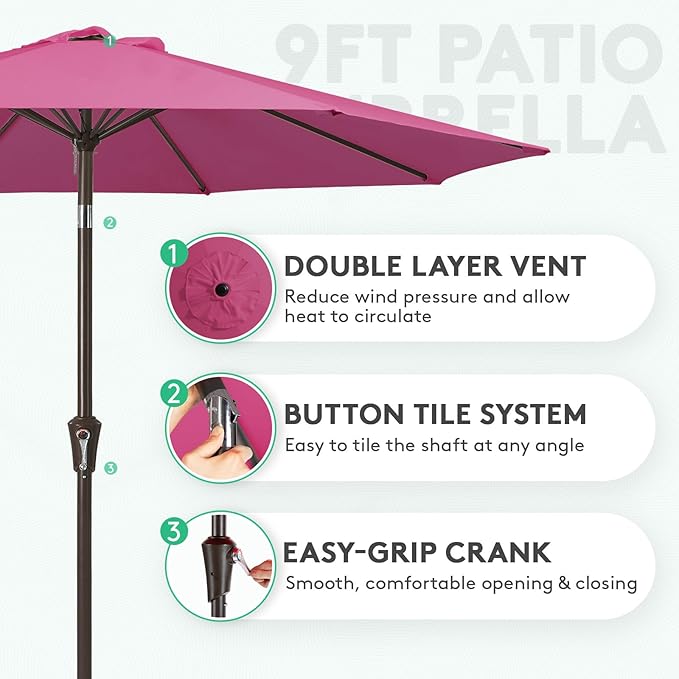 JEAREY 9FT Outdoor Patio Umbrella Outdoor Table Umbrella - Image 2