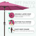 JEAREY 9FT Outdoor Patio Umbrella Outdoor Table Umbrella - Image 2