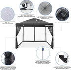 OASISHOME 10'x10' Pop-Up Gazebo Canopy Tent - Image 2