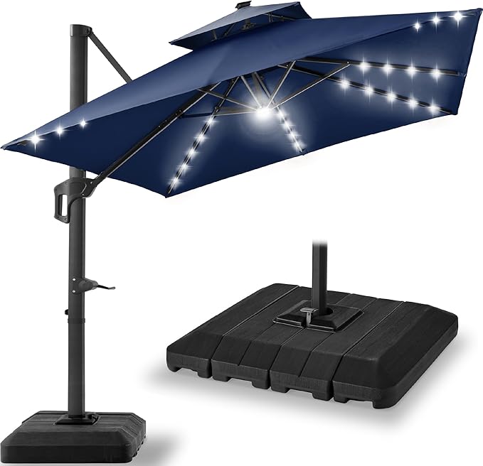 Best Choice Products 12x12ft LED Cantilever Patio Umbrella w/Base Included & by BestChoiceProducts