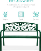 Best Choice Products Outdoor Bench Steel Garden Patio Porch Furniture - Image 3