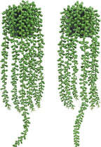Floweroyal 2pcs Fake Hanging Plants Fake Potted String of Pearls Succulent by FloweroyalCrafts