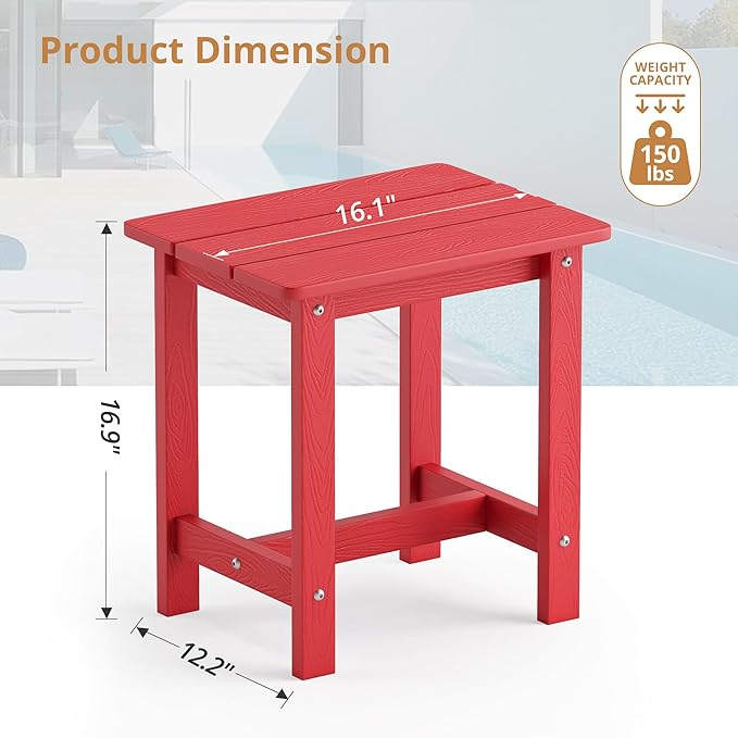LUE BONA Outdoor Side Table, HDPS Small Outdoor Adirondack Side Tables - Image 3