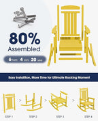 KINGYES Outdoor Rocking Chair Set of 2, High Density Polyethylene Patio Rocking - Image 3