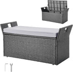 VEVOR Outdoor Storage Bench, 2-Person PE Rattan Storage Bench, 40 Gal Deck Box by VEVOR