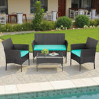 FDW | 4-Piece Patio Furniture Set | Blue | Outdoor Wicker Furniture - Image 7