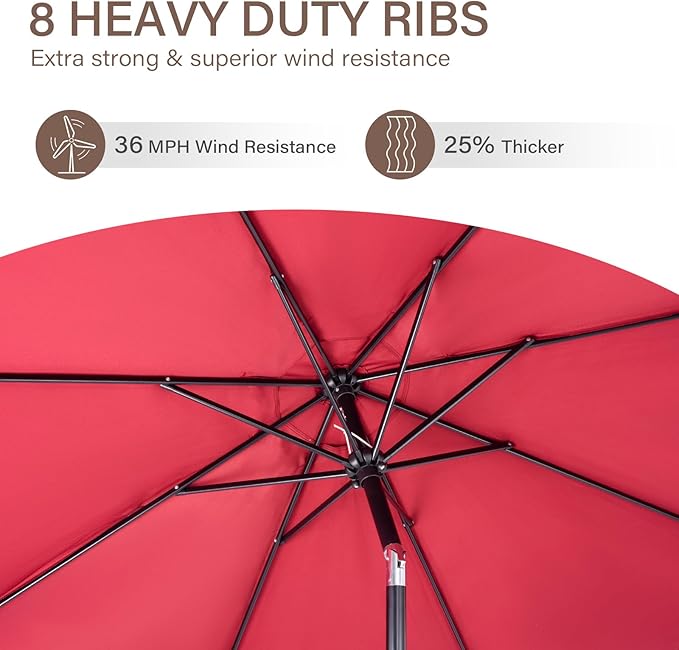 Backyard Expressions 9 ft. Patio Umbrella, Market Table Umbrella w/Tilt and - Image 2