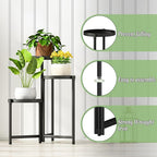 Plant Stand indoor outdoor-3 Tier black Tall Metal Flower Pot Holder 9in Wide - Image 5