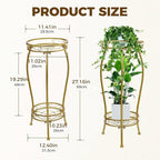 Plant Stand Indoor Outdoor，Tall Gold Metal Rustproof Stable Plant Stands，2 Tier - Image 3