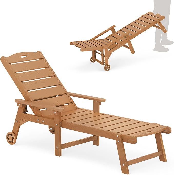 LUE BONA Outdoor Chaise Lounge, HDPS Chaise Lounger, 5 Positions Adjustable by LUEBONA
