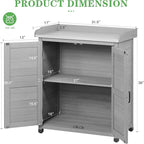 Outdoor Potting Bench with Storage Cabinet and Metal Top, Wood Workstation - Image 5