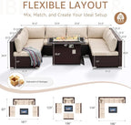 NICESOUL 9 Piece Modern Extra-Large Outdoor Patio Sectionals - Image 4