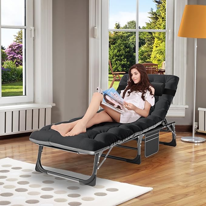 ABORON Heavy Duty Tanning Chair, Outdoor 5-Position Folding Chaise Lounge Chair - Image 2