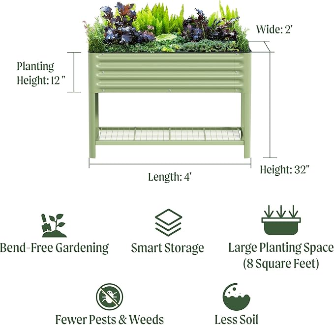 Elevated Raised Garden Bed-V Series, 700 Lbs Weight Capacity, Outdoor Planter - Image 2