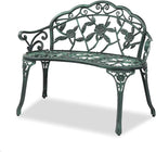 VINGLI 38.5" Patio Park Garden Outdoor Metal Rose Bench, 2-Person Cast Iron by VINGLI