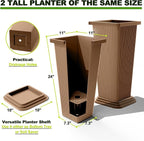 FENCY Set of 2 Tall Planters for Outdoor Plants, 24 Inch Large Tapered Pots - Image 2
