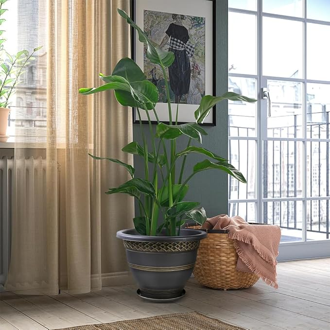 4 Pack 16 Inch Large Plant Pots, Plastic Flower Pot - Image 5