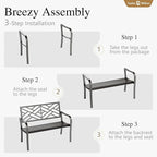 Sophia & William Outdoor Metal Bench Patio Garden Bench, Cast Iron Park Benches - Image 6