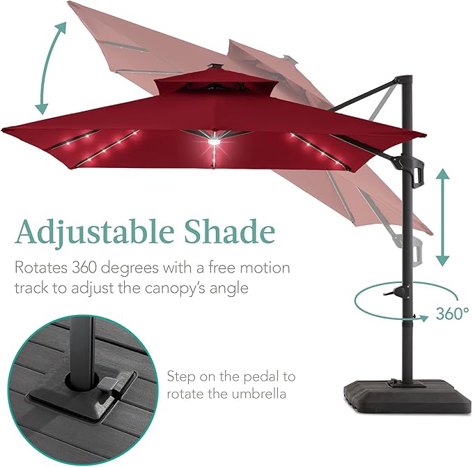 Best Choice Products 10x10ft Cantilever Patio Umbrella w/Base Included - Image 4