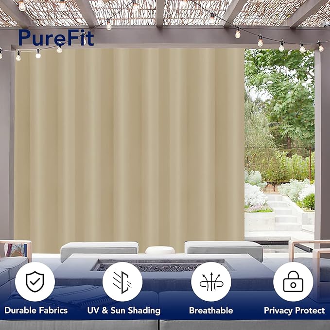 PureFit Outdoor Curtains for Patio Waterproof Weatherproof, UV Resistant - Image 3
