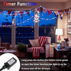 4th of July Decorations Red White and Blue Lights, 200 LED 66FT String Light - Image 2