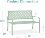 Best Choice Products Outdoor Bench 2-Person Metal Steel Benches Furniture - Image 2