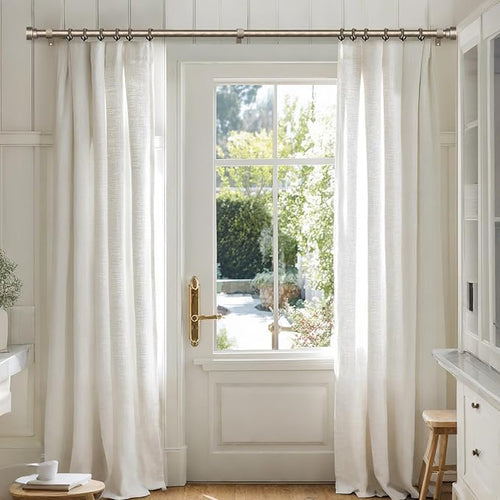 2 Pack Retro Silver Curtain Rods Set - Image 2