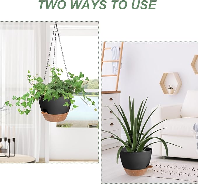 Hanging Planters for Indoor Outdoor Plants, 1 Set Self Watering Hanging Pot - Image 5