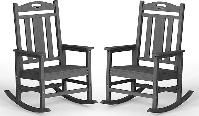 Ciokea Oversized Outdoor Rocking Chairs Set of 2, 380lbs Heavy-Duty Large Patio by CIOKEA