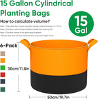 15-Gallon Grow Bags for Potato Planting: 6 Pack Heavy Duty 350G Thickened - Image 2