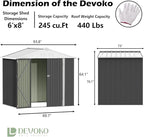 Devoko Outdoor Storage Shed 8 x 6 FT Lockable Metal Garden Shed Steel - Image 6