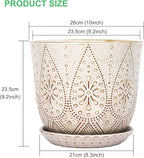 Gepege 10 Inch Plant Pot, Creamy White Ceramic Planter - Image 2