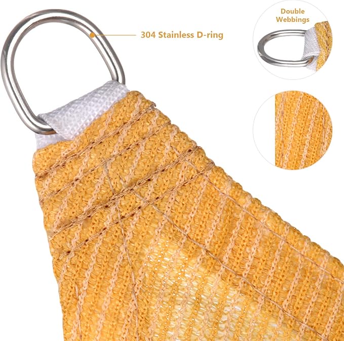 Eden's Decor Straight Flat-Edged Sun Shade Sail Rectangular 6' x 7' Wheat - Image 2